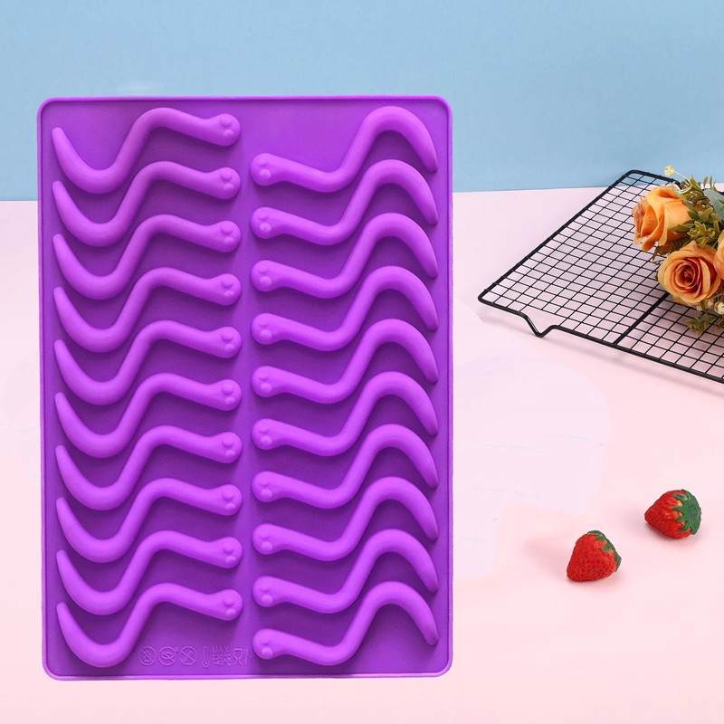 4Pcs Gummy Candy Molds - Silicone Gummy Worm Molds with 2Pcs Dropper,Non-stic... gallery