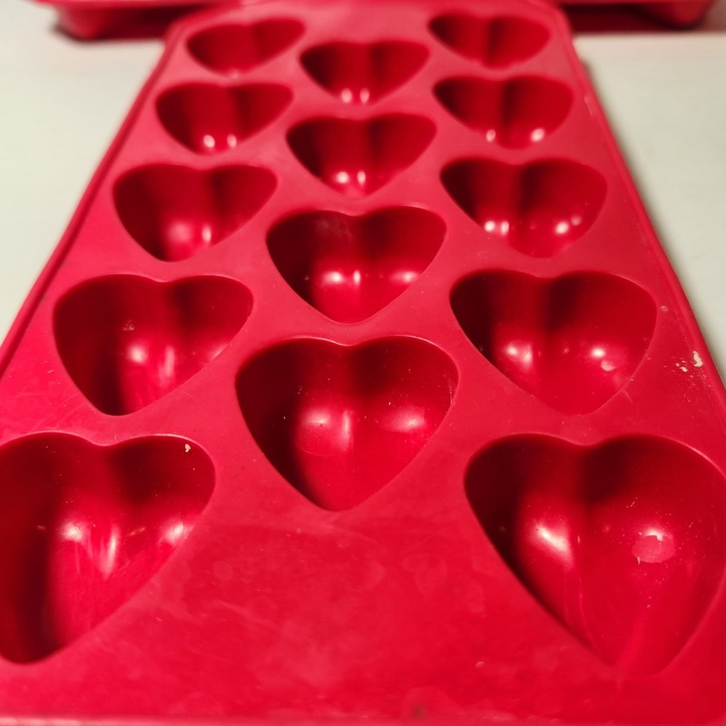 Silicone Mini Hearts Mold Lot of 3 Red 14 Pcs Each 1.25 Inch Non Stick gallery