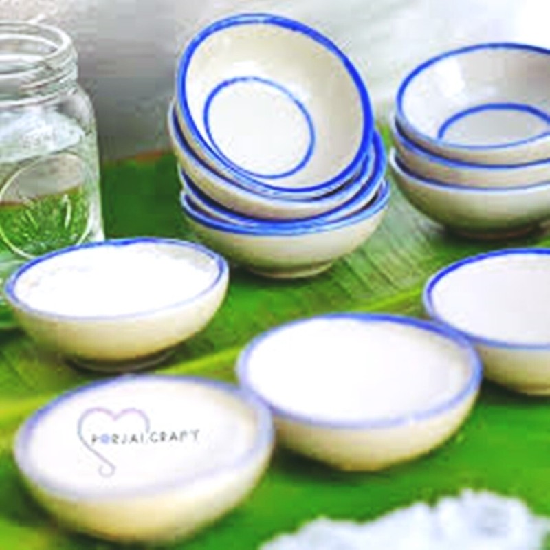 12 x Ceramic Khanom Thuai Talai Dessert Bowl Thai Coconut Milk Custard Cake Mult gallery