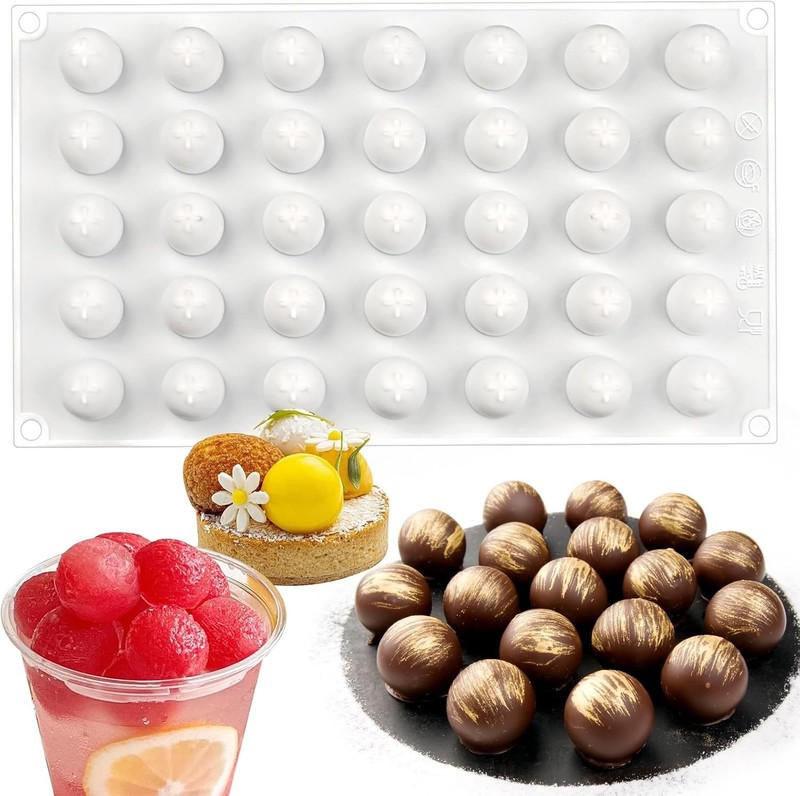 Small Chocolate Molds, 35-Cavity Silicone Sphere Candy Molds, Chocolate