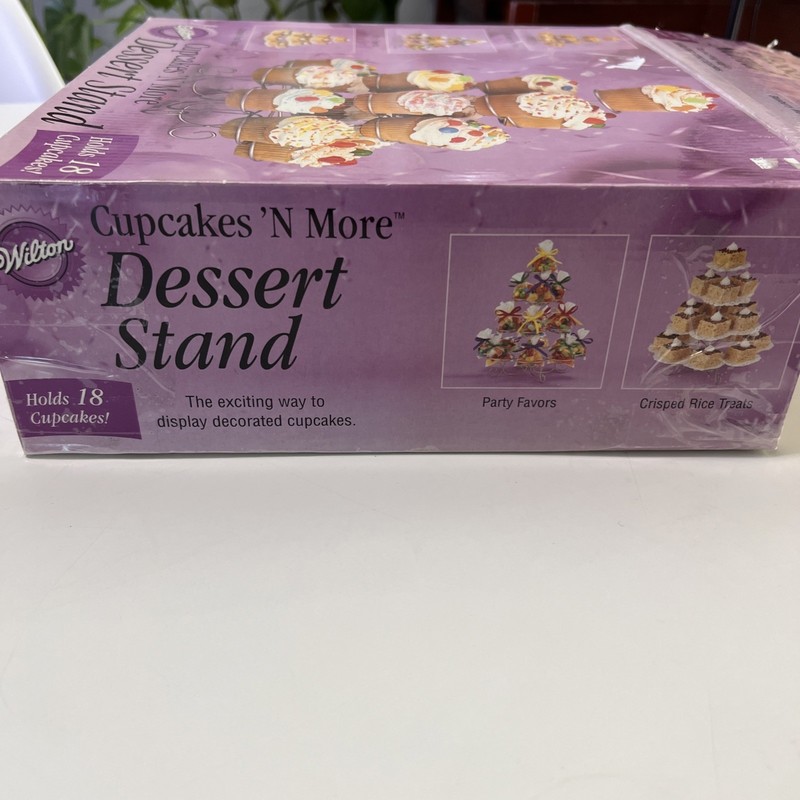 Wilton Cupcakes 'N More Dessert Stand 18 Count Silver Metal Tiered 2005 Y2K VTG gallery