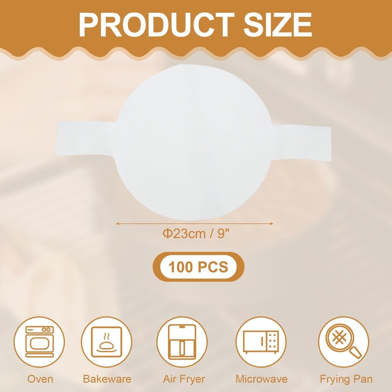 9 Inch Round Parchment Paper, Circle Baking Sheets Paper(White, Pack of 100) gallery