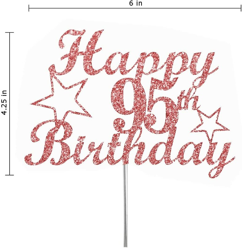 95 Birthday Rose Gold Glitter Cake Topper, 95th Party Decorations Ideas, gallery