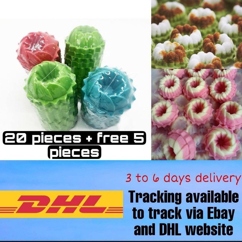 20 PCS + FREE 5 PCS Putu Ayu Jelly Pudding Muffin Plastic Mould BPA Free