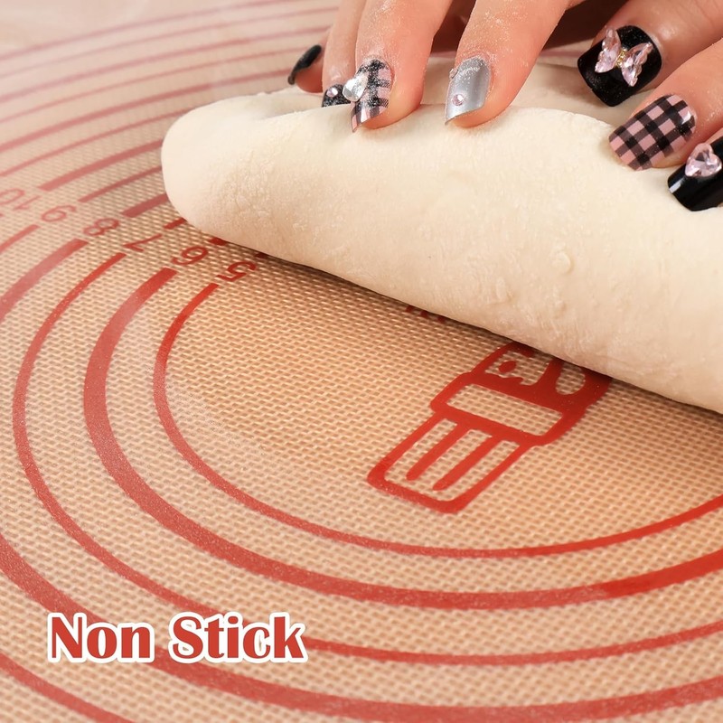 Extra Thick Silicone Pastry Mat Large for NonStick 24L x 16W, Red gallery