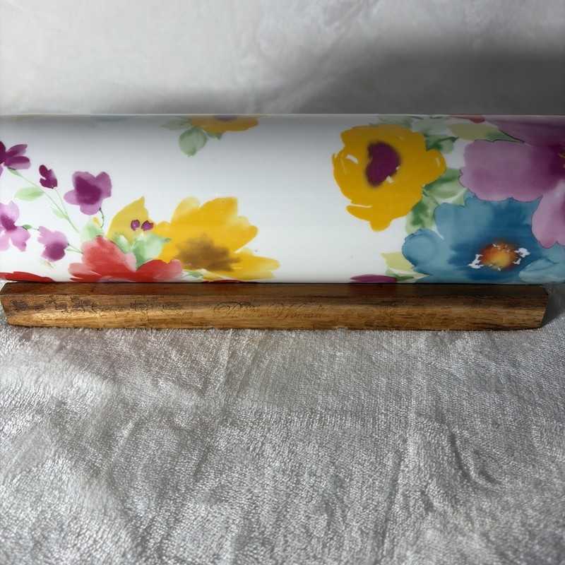 Pioneer Woman Breezy Blossom Ceramic Rolling Pin with Wood Stand - Retired! gallery