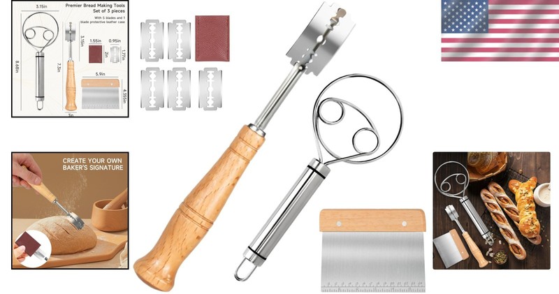 Chef-Approved Bread Lame Kit: Includes Dough Whisk & Scraper for Perfect Baking gallery