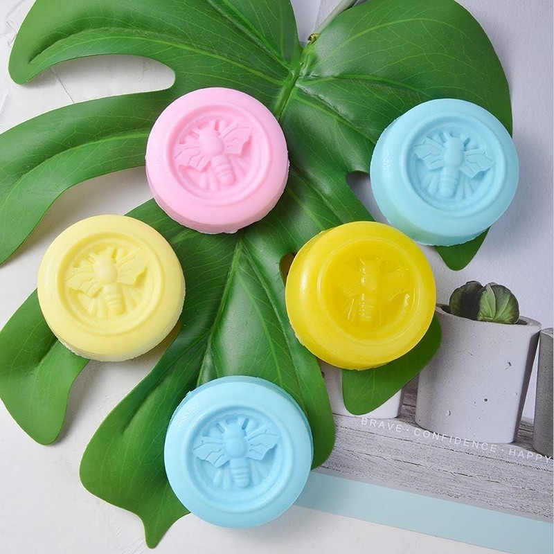 4 Pack Bumble Bee Silicone Molds, Honeybee Round Soap Molds for Pink gallery