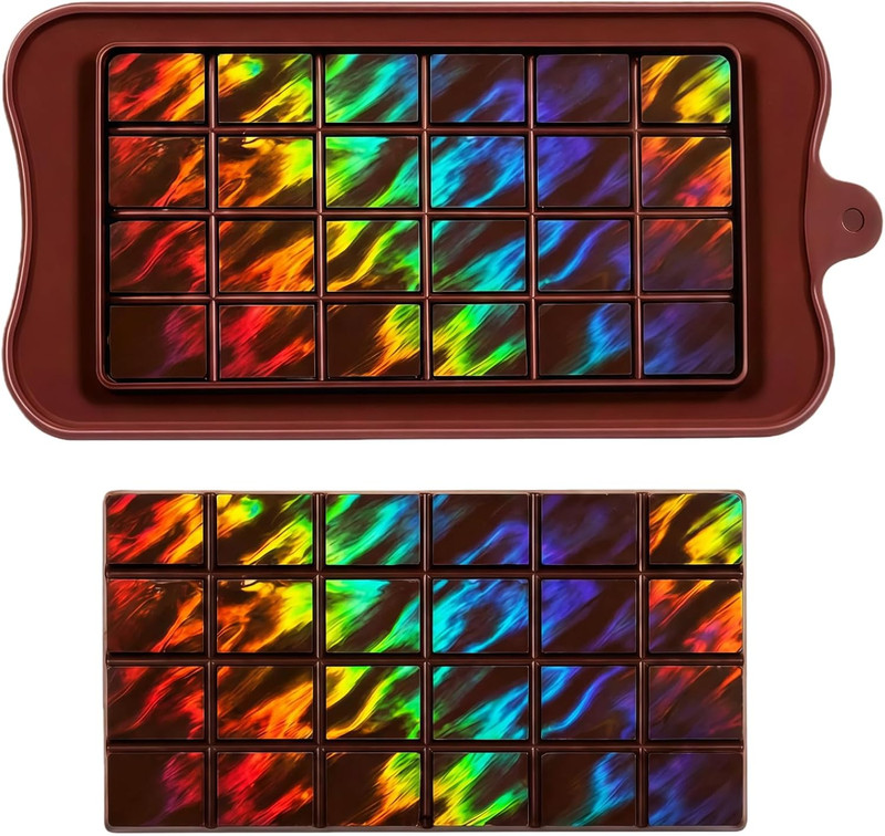 Flame Holographic Chocolate Molds Silicone - 7 Unique Designs, Chocolate Bar Mol gallery