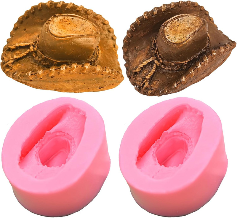 2PCS Cowboy Hat Silicone Mold 3D Silicone Mold Cowboy Hat Fondant Chocolate Cake