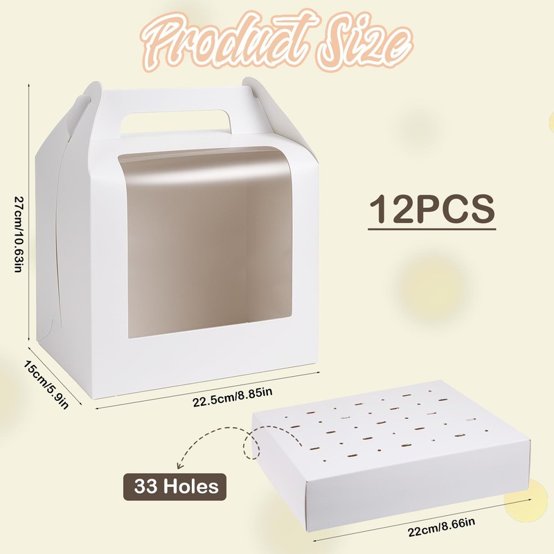 12Pcs Portable Cake Pop Holder Boxes, White Candy Boxes with Clear Window Cak... gallery