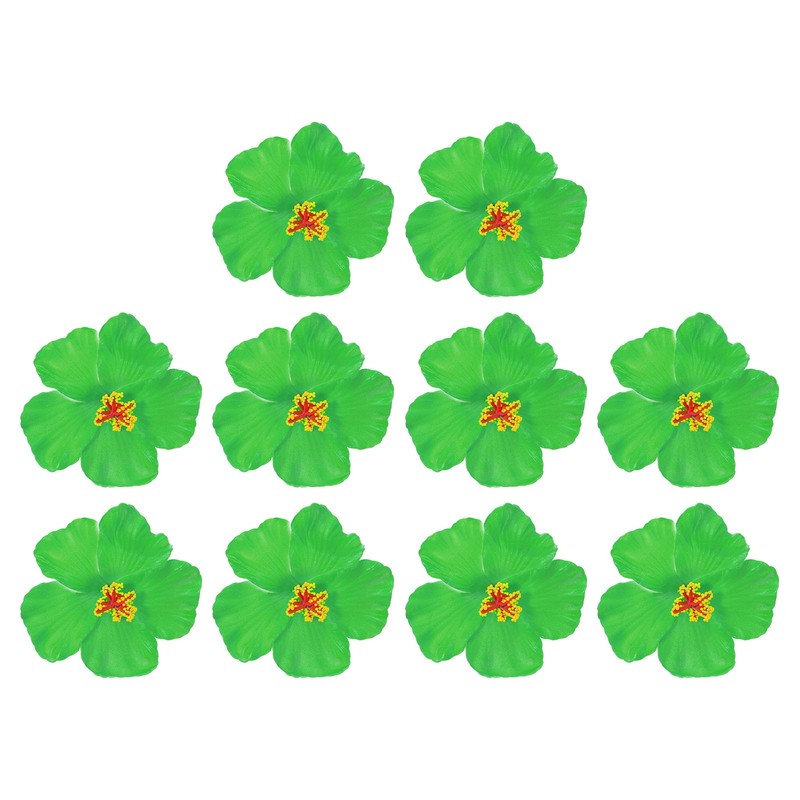 10Pcs Hawaiian Hibiscus Flowers Foam Artificial Flowers Hair Clip Green