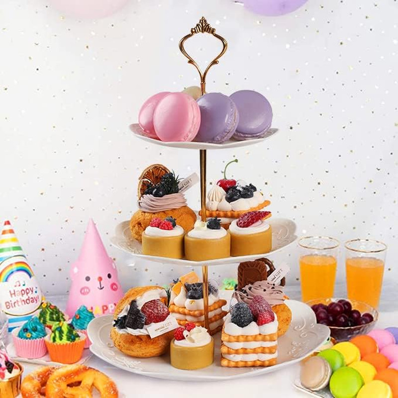 3 Tier Cupcake Stand Cake Stand - Plastic Tiered Serving Tray for Desserts, Cand gallery