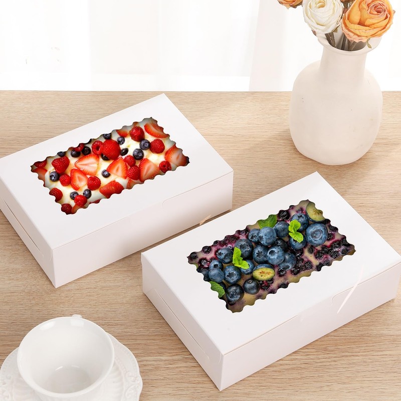 36 pcs Cookie Boxes,9x6x2.5 Inch Large Bakery Boxes with Window for Pies Choc... gallery
