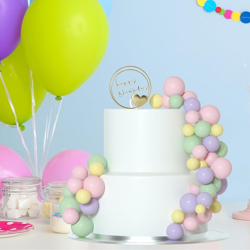 32 Pcs Ball Cake Topper Decorations Mini Balloons Cake Topper Sticks Foam Balls gallery