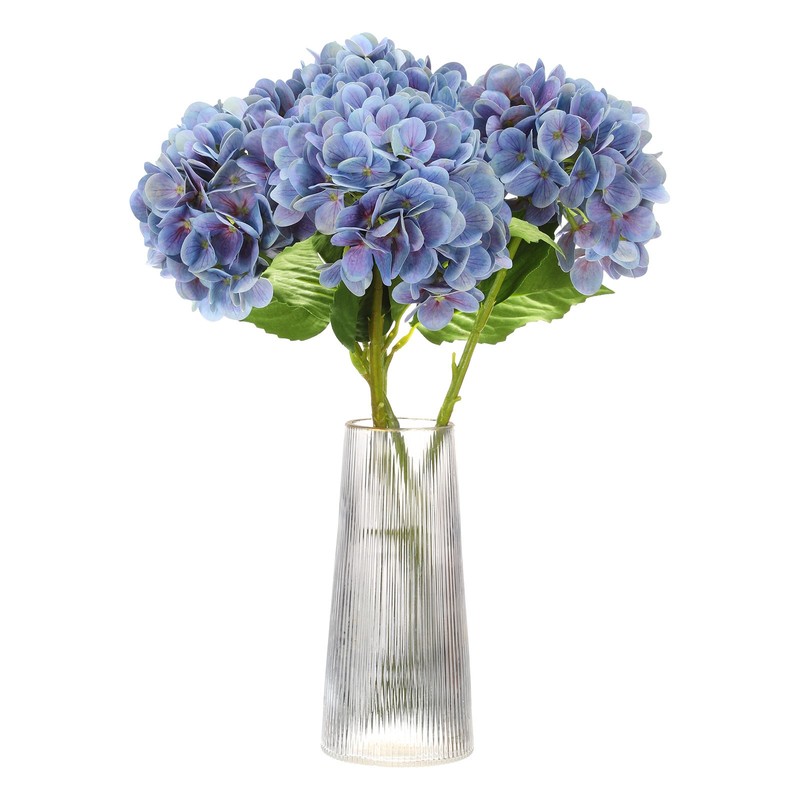 4pcs Artificial Hydrangea Flowers 18.5″ Latex Faux Hydrangea Flower, Light Blue