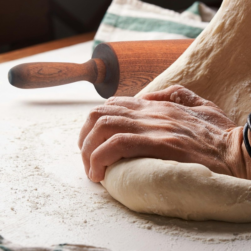 Sapele Wooden Rolling Pin With Handles,Wood Baking Roller Large (17.3"L x 2.3"W) gallery
