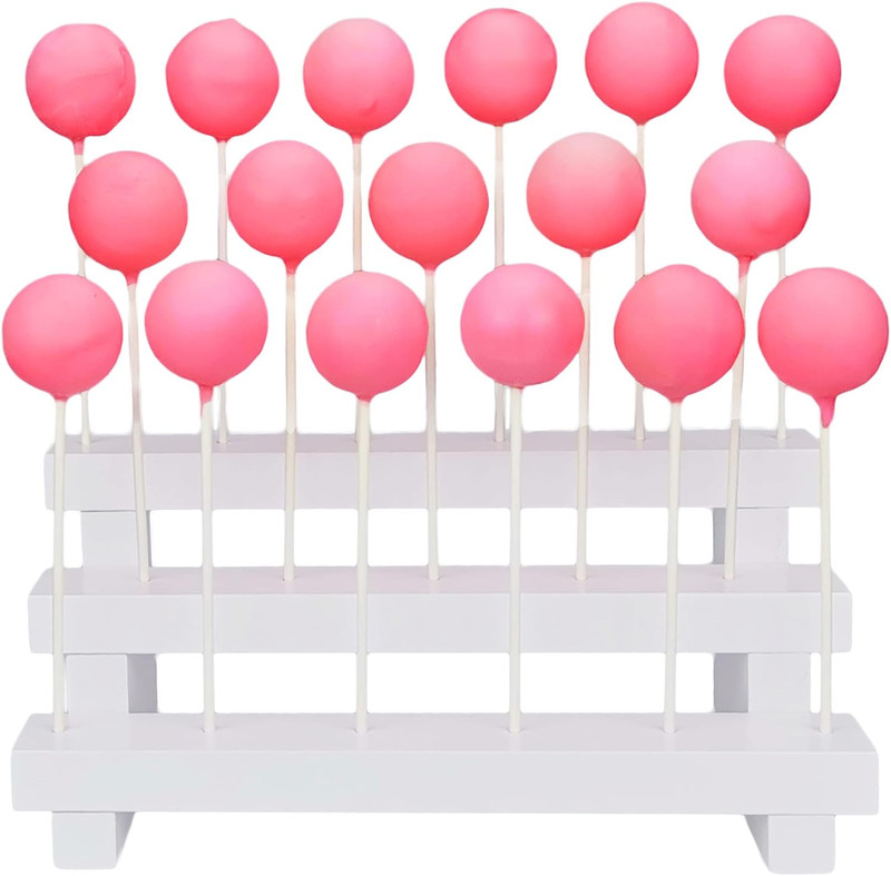 Cake Pop Stand Display Riser – 3 Tier Wood Lollipop Holder, 17 Hole Sucker Stand