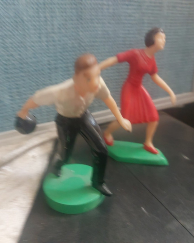 Vintage Bowler Cake Toppers Man and Woman His And Hers gallery