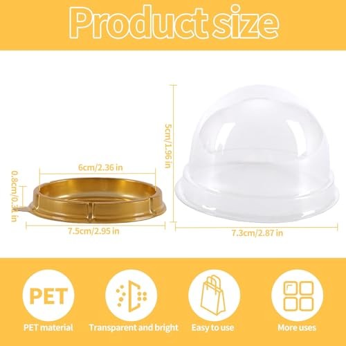 Hewnda 100 Pack 2 Inch of Clear plastic mini cake box muffins box cookies gallery