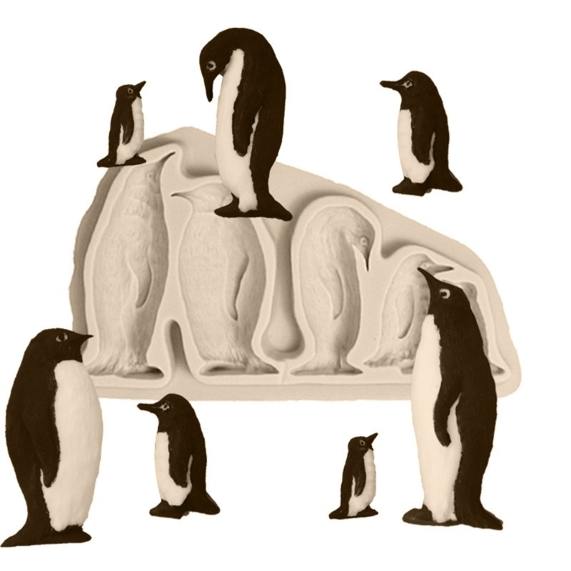 Penguins Family Baking Manual Biscuits Mold Grade Silicone Fondant Mould gallery