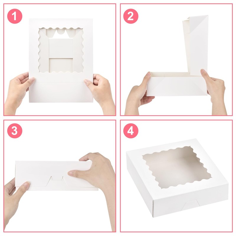 15 Pack Cake Boxes with Window Bakery Boxes for Cake Pie, 8x8x2.5inch gallery