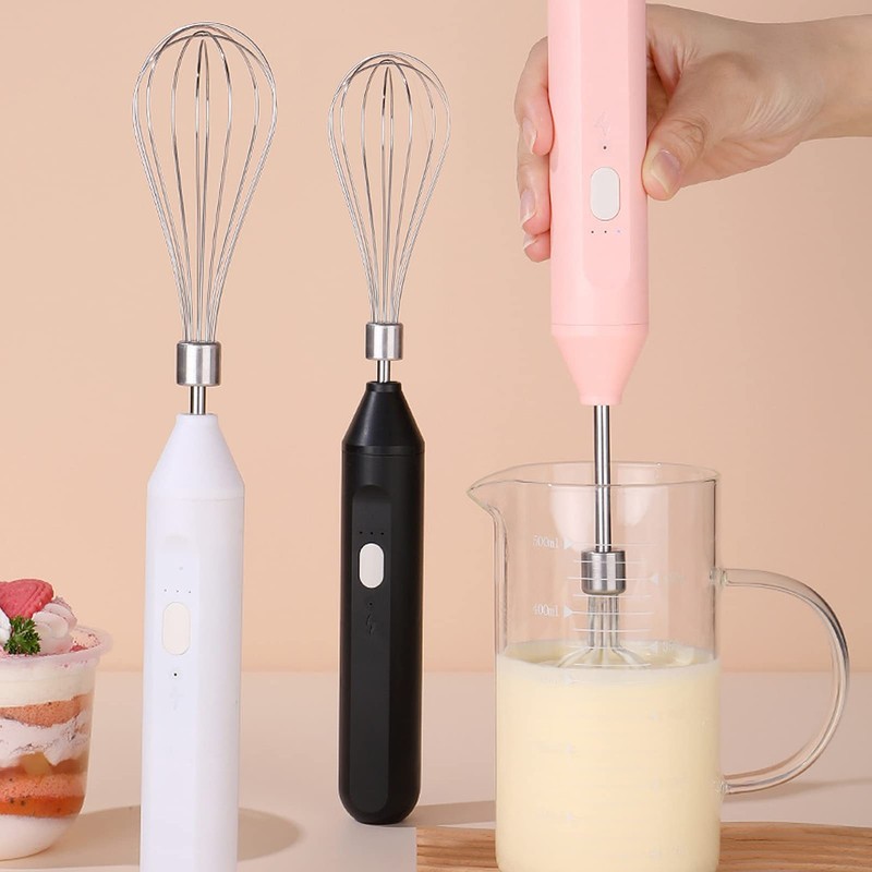 Electric Egg Beater, Cordless Hand Mixer 3 Speeds for Home Baking (Black) gallery