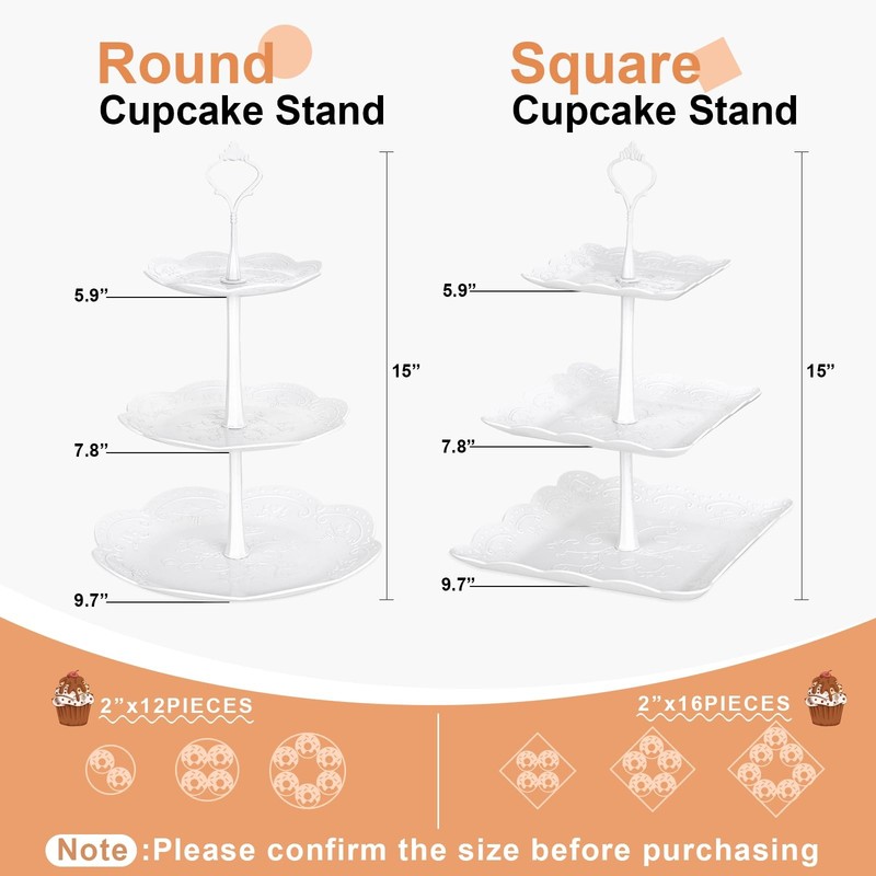 10Pcs Cupcake Stand,Dessert Table Display Set, 4 White 3 Tired Cake Stand 6 P... gallery