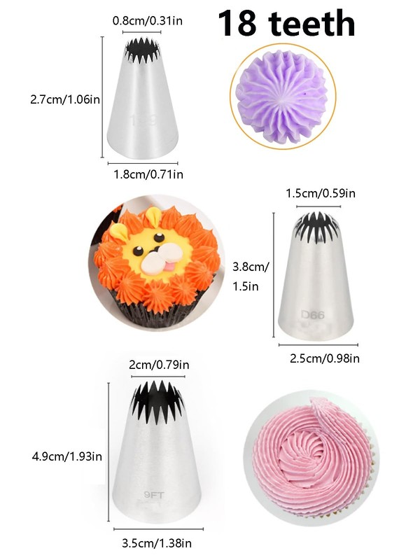 French Star Piping Tip for Eclairs,Churros,Shells,Flowers,& Scalloped Designs... gallery