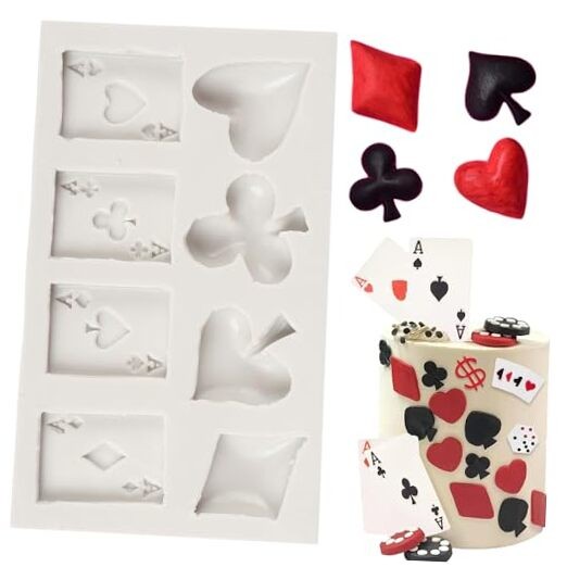 Poker Silicone Molds Playing Cards Hearts Diamonds Spades Clubs Fondant Style A