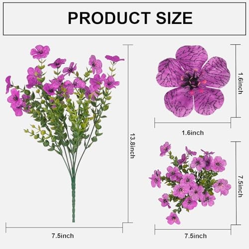 Artificial Flowers for Outdoor,12 Bundles Silk Fake Flowers,UV 4 Multicolor gallery