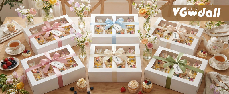12 Count Cupcake Boxes, 6PCS Cupcake Container with Window Boxes Holding 72 gallery