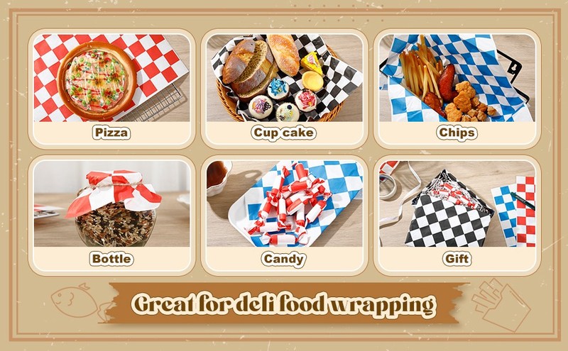 eydak 600 Pcs Sandwich Wrapping Paper Sheet 15x15 Cheered Food Wax gallery