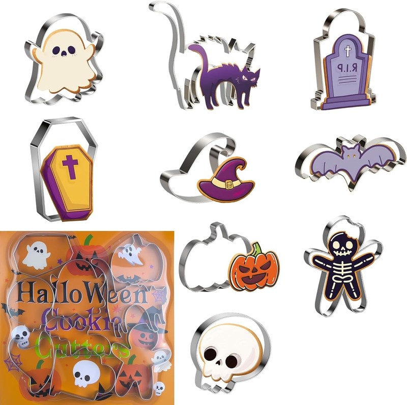 Halloween Party Favors 9 PCS Metal Halloween Cookie Cutters Kit Shaped Baking gallery