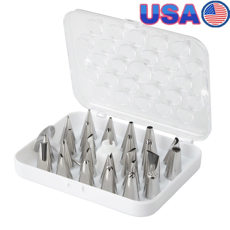 29-Piece Decorating Tip Set Stainless Steel and Plastic Cake Decorating Tools US