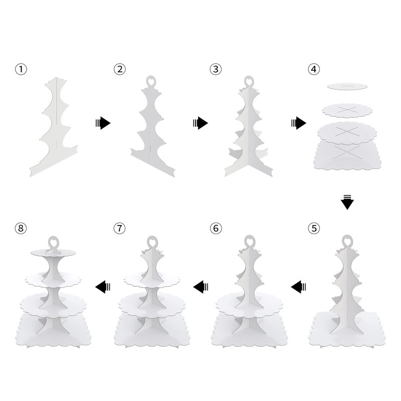 4-Tier Round & Square Cupcake Stand, 2-Pack White - Sturdy Disposable Cardboa... gallery