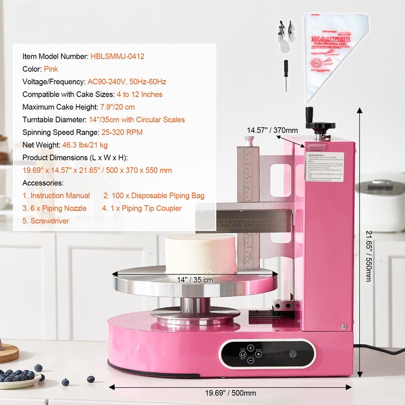 Uimoso Pink Cake Decorating Tool for Frosting and Spreading 4"-12" Cakes gallery