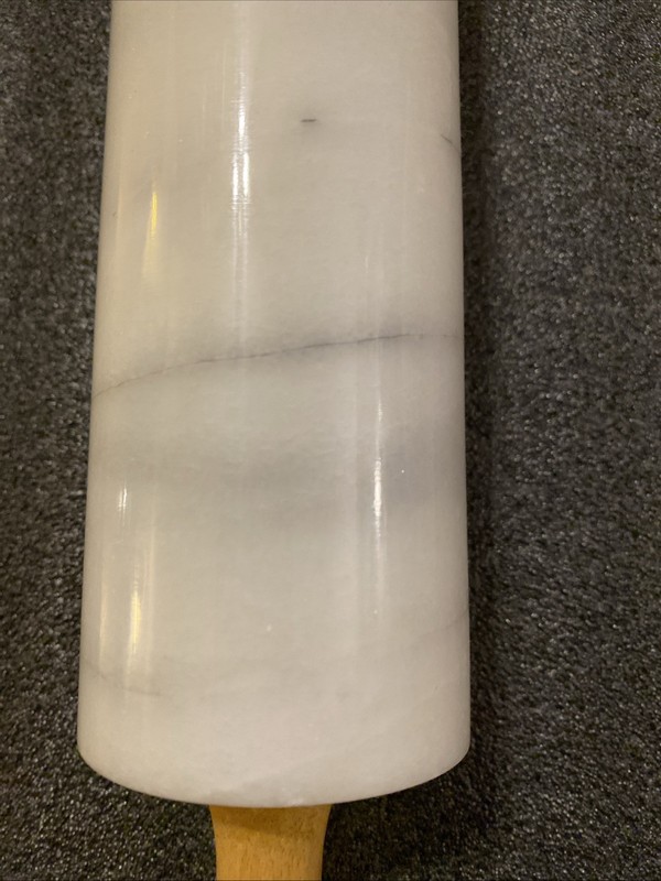 Polished White Marble Rolling Pin 5 lbs with Wooden Handles 10-Inch Barrel gallery