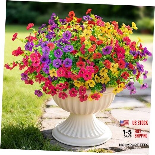 16 Bundles Artificial Fake Flowers Plants for Mix Red Purple Yellow Fuchsia