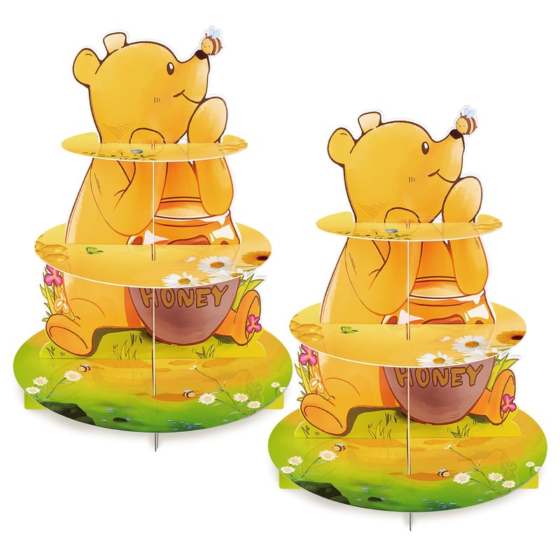 2 Pack Winnie Baby Shower Decorations Birthday Cupcake Stands: Bear Party The…