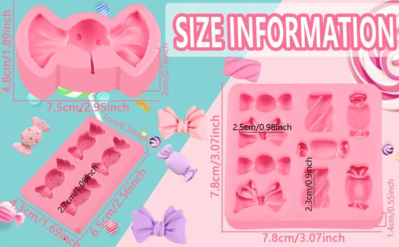 Candy Lollipop Molds 3Pcs, Candy Shape Cake Decorating Silicone Molds for DIY gallery
