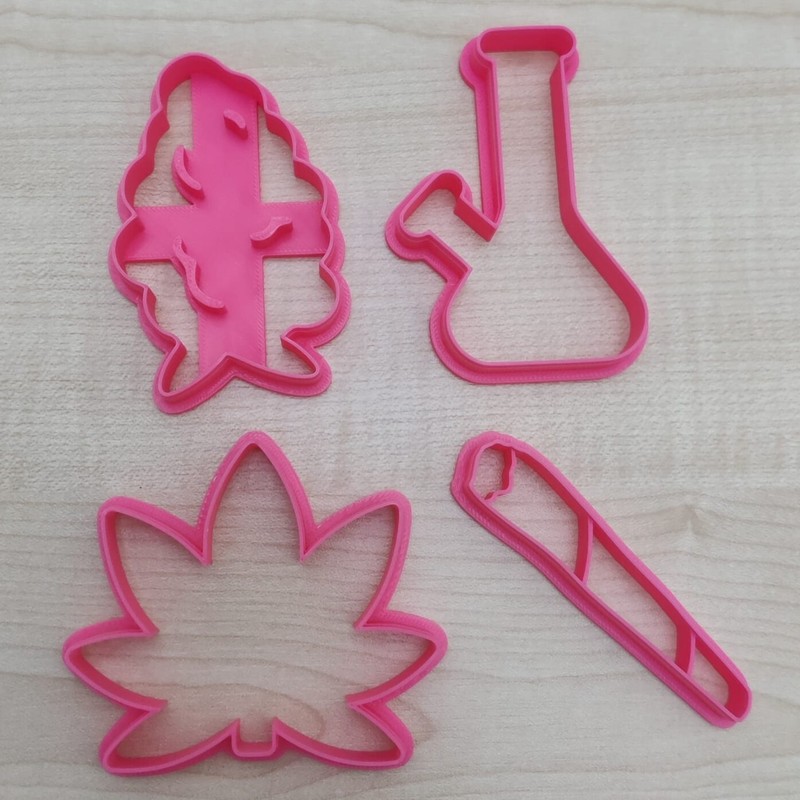 Weed Cannabis Marijuana Pot Cookie Cutter Set Biscuit Icing Leaf Cake Fondant