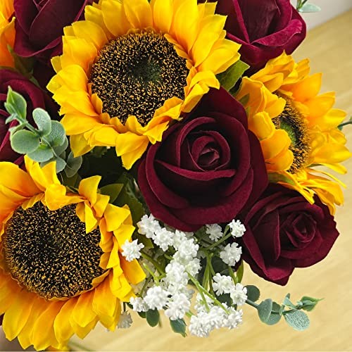 24PCS Fake Rustic Combination Flowers Artificial Yellow, White, Red, Green. gallery