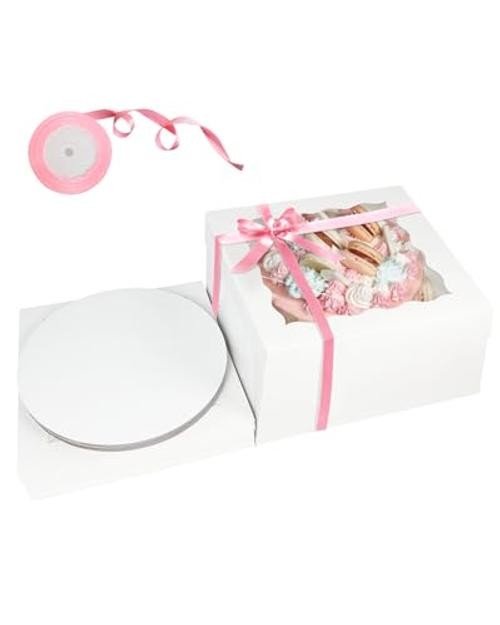White 10x10x8 Cake Box, 4 Sets Cake Box with Window ＆ 4 Sets 10" White, 4pcs gallery