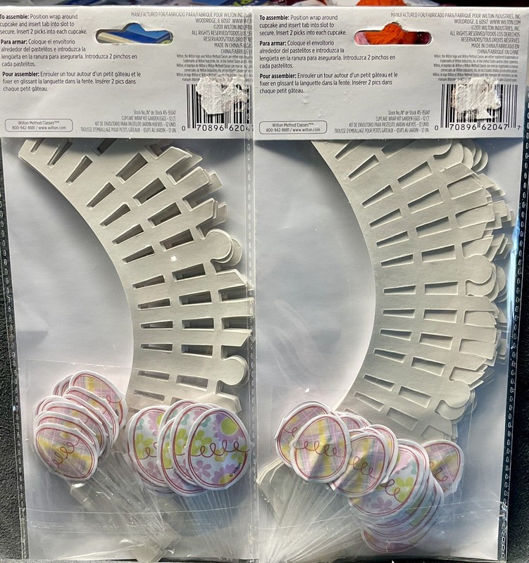 Lot of 2 Wilton Easter Cupcake Wrap Kit w/Easter Picks - Wraps 24 Cupcakes - NEW gallery