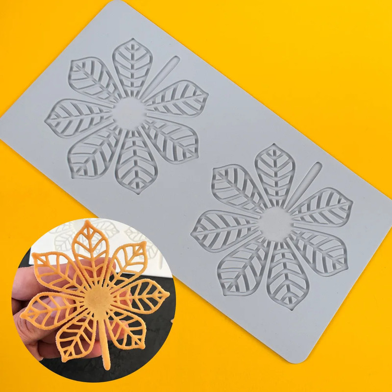 Various Leaf Butterfly Flower Silicone Cake Lace Mold Snowflakes Deer Shape Fond gallery