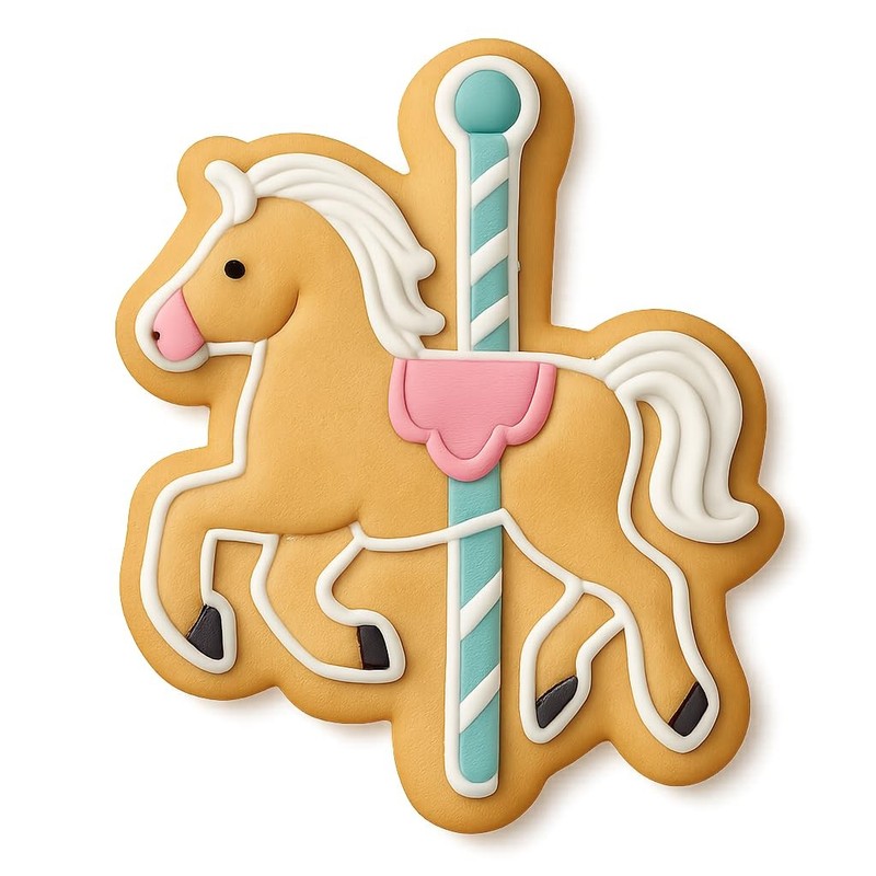 Sculpted Carousel Horse Cookie Cutter & Stamp, Fondant & Clay - 4x3.6 gallery