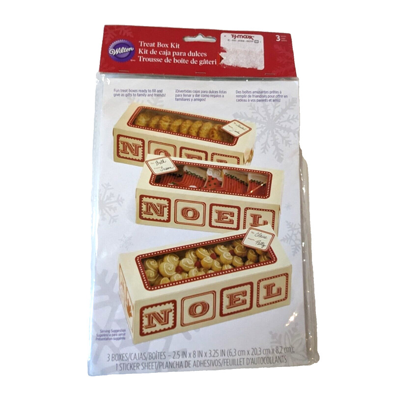 Wilton NOEL Christmas Box Kit, Holiday Treat Gift Cookie Candy Dessert, Pkg of 3 gallery