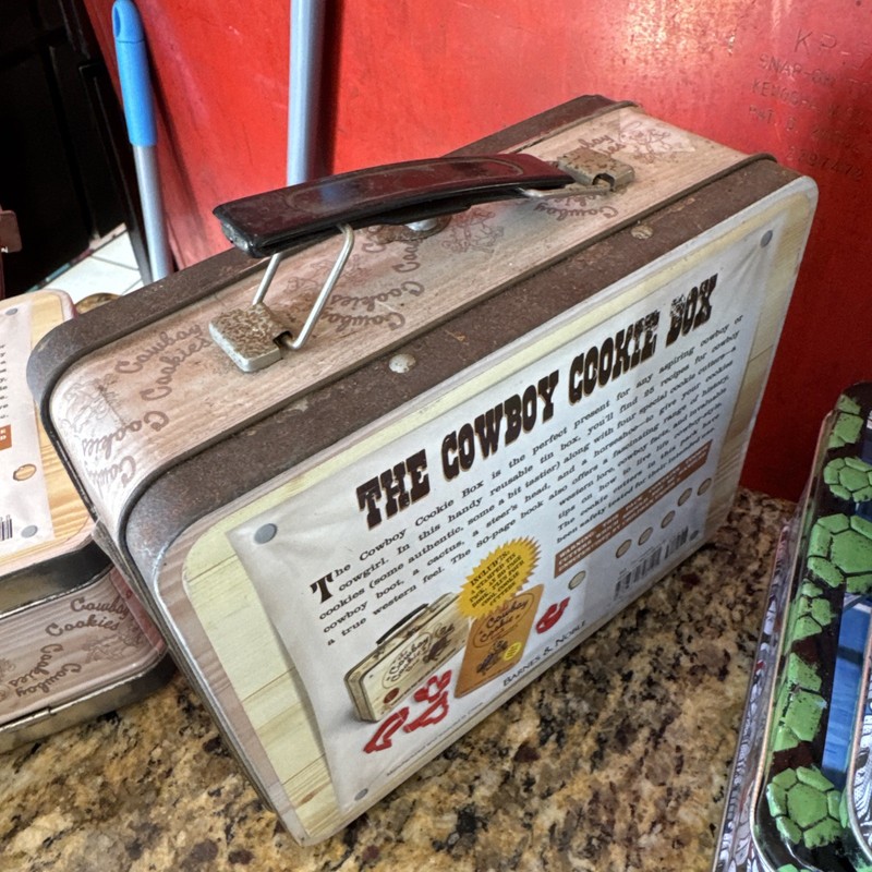 The COWBOY COOKIE Box 4 Cookie Cutters Recipe Book Tin Box LOT OF 2 gallery