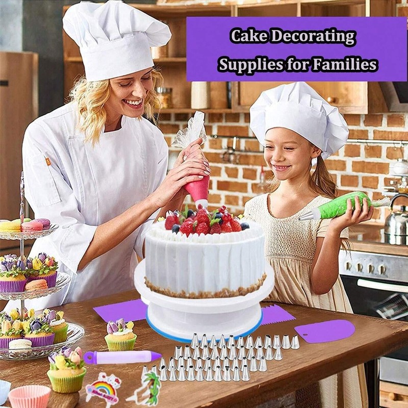 492Pcs Cake Decorating Kit Turntable Pans Piping Tips Bags Spatulas gallery